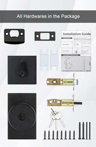 GoldenWarm Black Door Knob with Deadbolt Set