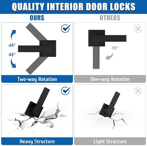 Sopoby Passage Door Handle Set Matte Black Single Cylinder Deadbolt Combo