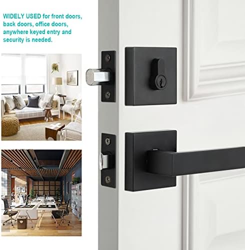 Durable Matte Black Front Door Lock Set with Deadbolt Lever
