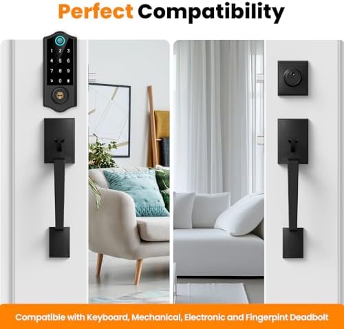 HOSOM Matte Black Front Door Handle Set - Versatile Door Security