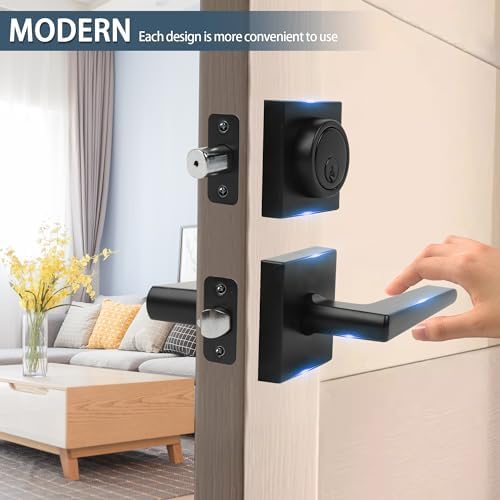 JESSTTI Heavy Duty Door Lock Set with Matte Black Finish