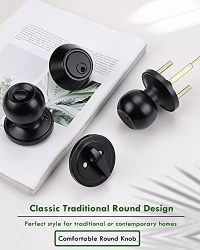 Versatile 4-Pack Door Knob Deadbolt Set with Black Finish