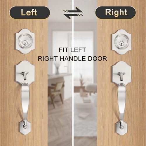 Versatile Door Handle Set with SATIN Nickel Finish
