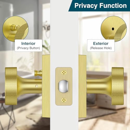 Gold Door Knob Anti-Slip Sturdy Easy Install