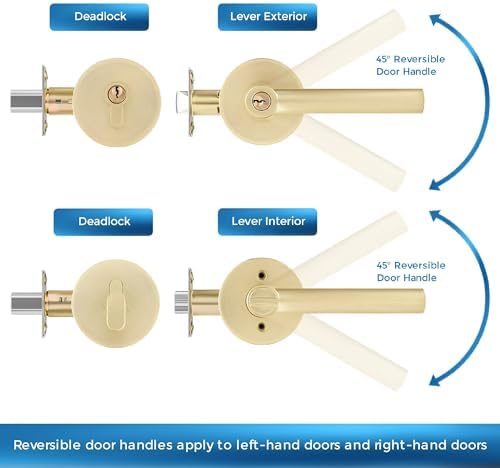 Secure Gold-Plated Door Handle Set