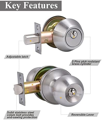 All Keyed Same Entry Door Knob and Single Cylinder Deadbolt Combo Set