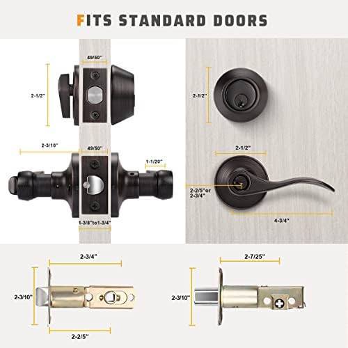 3 Pack Front Entry Door Handle Lock Set