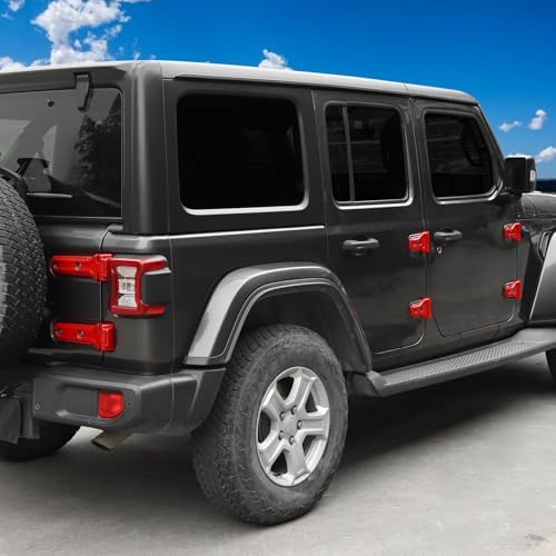 Jimen Fit Jeep Wrangler Door Hinge Cover Red 2018-2024