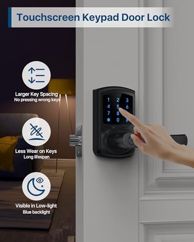 HIDALIFE Keyless Entry Door Lock with Handle Matte Black