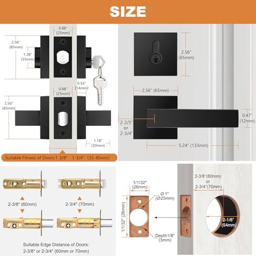 Probrico Exterior Door Lockset with Matte Black