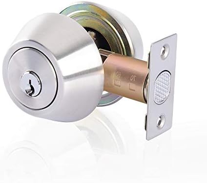 Double Keyed Deadbolt Lock PrivacyPassage Satin Stainless Steel Silver
