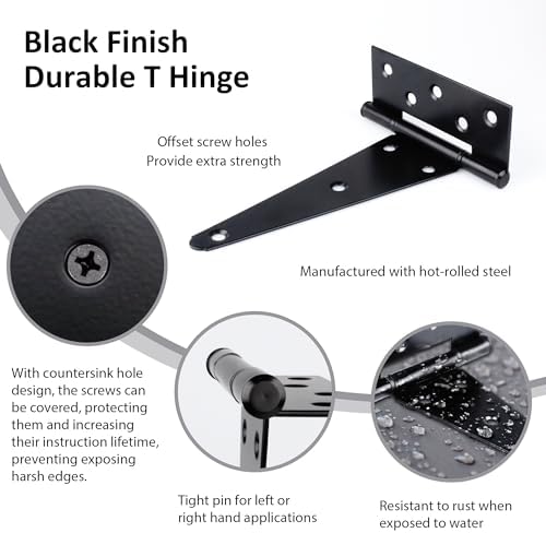 Auxdee 6-Pack 8 Rust-Resistant Durable Shed Door Hinges for Heavier Use