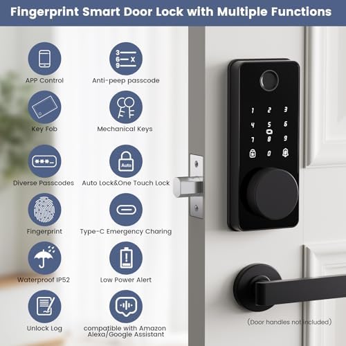 Biquole Smart Deadbolt Door Lock with Keypad Fingerprint App Control