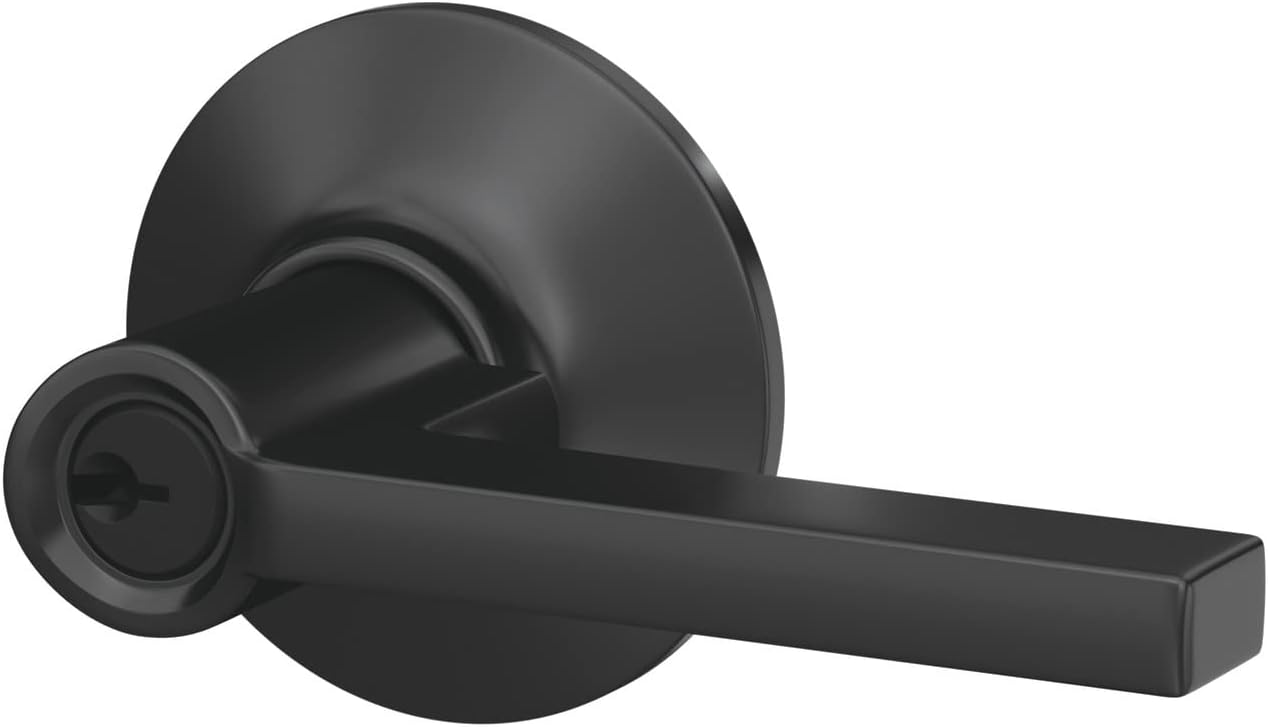 Schlag F51 V LAT Door Lever Matte Black Keyed Entry Lock Solution