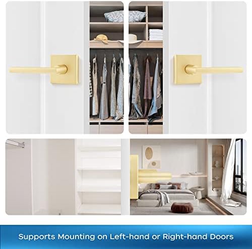 10-Piece Set of Leydebong Dummy Door Handles in Satin Brass