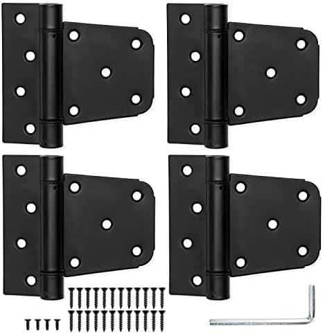 Ilyapa 4-Piece Heavy Duty Self-Closing Shed Door Hinges Black Square
