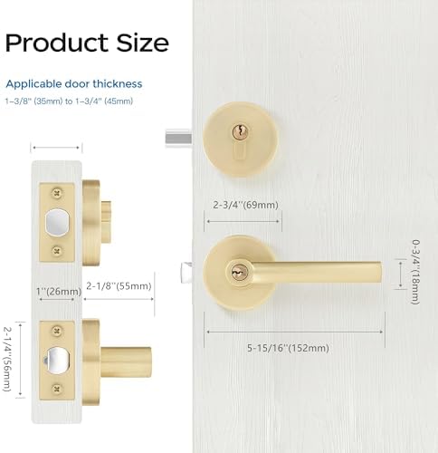 Secure Gold-Plated Door Handle Set