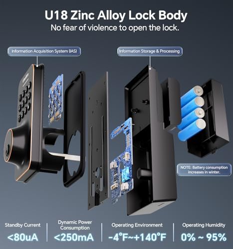 Smart Keyless Entry Door Lock with Keypad Handle Oil Rubbed Bronze