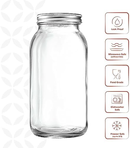 Gling 64 oz Wide-Mouth Glass Mason Jar