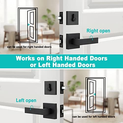 Durable Matte Black Front Door Lock Set with Deadbolt Lever