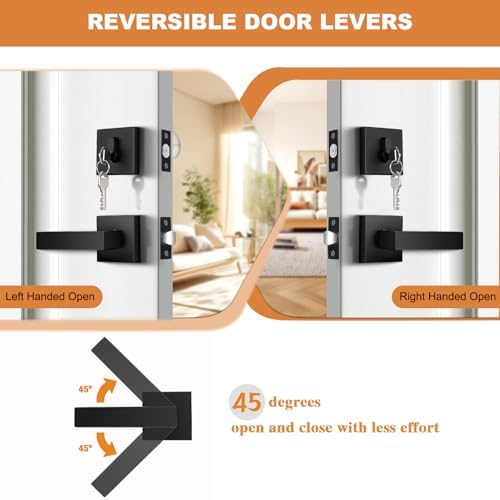 Probrico Exterior Door Lockset with Matte Black