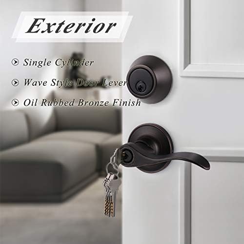 Probrico 6 Set Door Entry Lever Multi Cylinder Deadbolt Combo Set