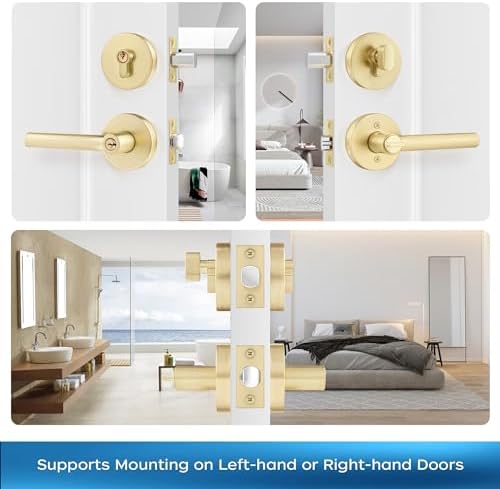 Secure Gold-Plated Door Handle Set