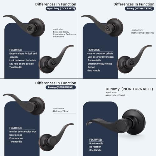 3-Piece Oil-Rubbed Bronze Door Handles Set