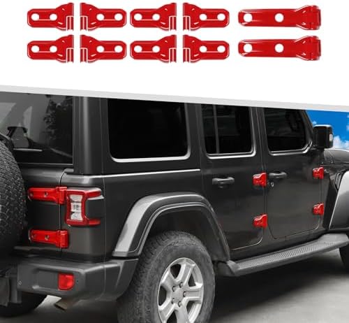 Jimen Fit Jeep Wrangler Door Hinge Cover Red 2018-2024