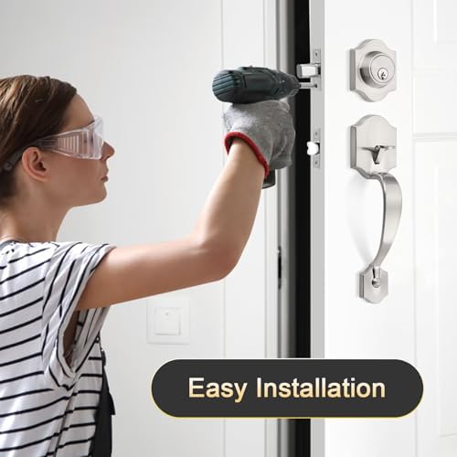 Versatile Door Handle Set with SATIN Nickel Finish