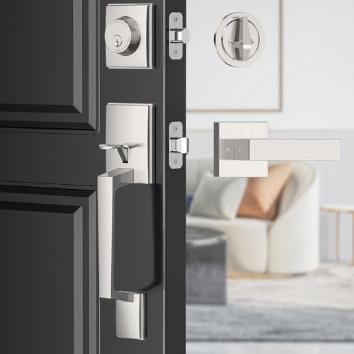 Secure Front Door Entry Set with SATIN NICKEL finish