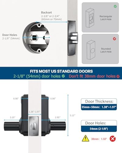 HIDALIFE Keyless Entry Door Lock with Handle Matte Black