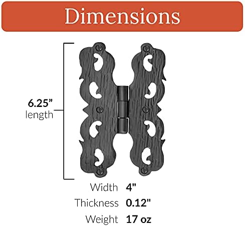 2-Pack Rustic Black Wrought Iron Door Hinges