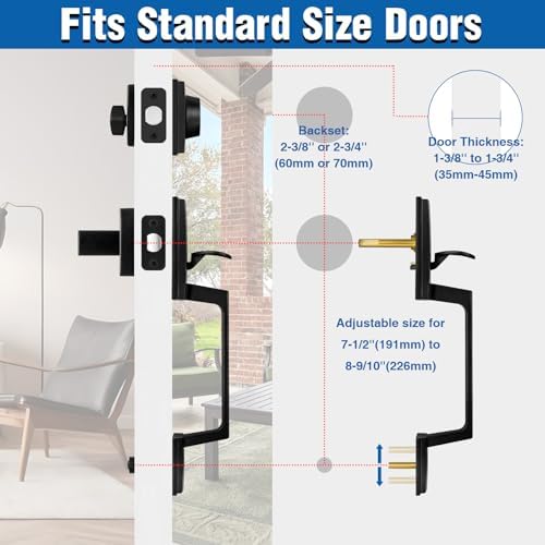 Matte Black Front Door Handles Deadbolt Set