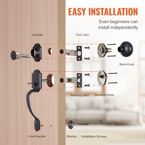EVOR Adjustable Front Door Handle Set Antique Copper Easy Install Durable