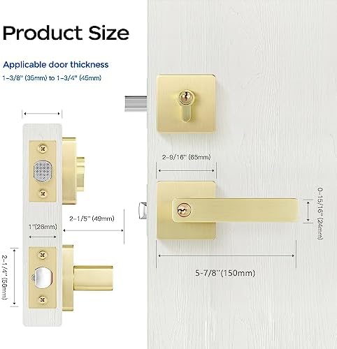 5-Pack Gold-Plated Door Handles Set