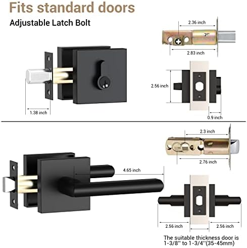 Ohuhu Door Lock Set Matte Black Design