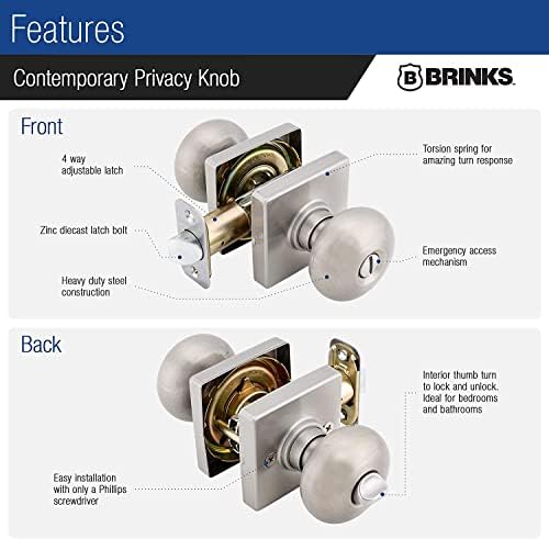 Brinks 6-Pack Satin Nickel Modern Door Knob Set