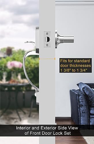 GoldenWarm Front Door Handle Nickel Entry Way