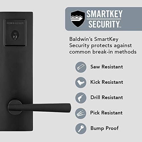 Baldwin Spyglass Entry Handleset with SmartKey Re-Key Matte Black