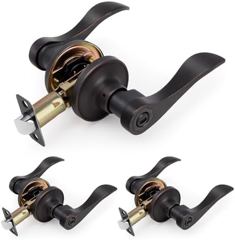 3-Piece Oil-Rubbed Bronze Door Handles Set