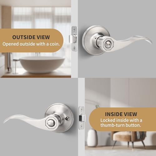 Gaurqiah Wave Style Privacy Door Handle with Keyless Lever