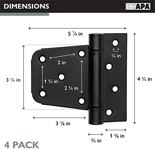 Ilyapa 4-Piece Heavy Duty Self-Closing Shed Door Hinges Black Square