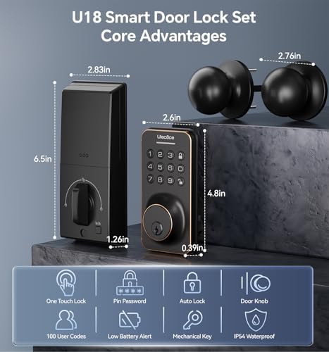 Smart Keyless Entry Door Lock with Keypad Handle Oil Rubbed Bronze