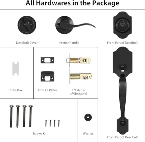 Haidms Matte Black Door Handle Set