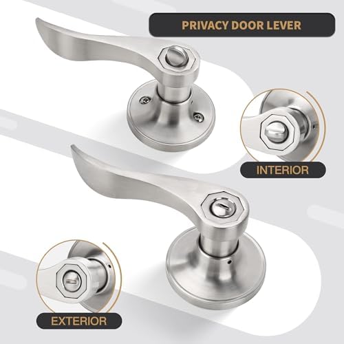 Gaurqiah Wave Style Privacy Door Handle with Keyless Lever