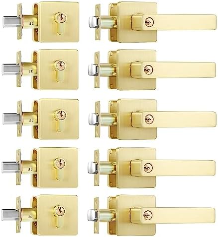 5-Pack Gold-Plated Door Handles Set