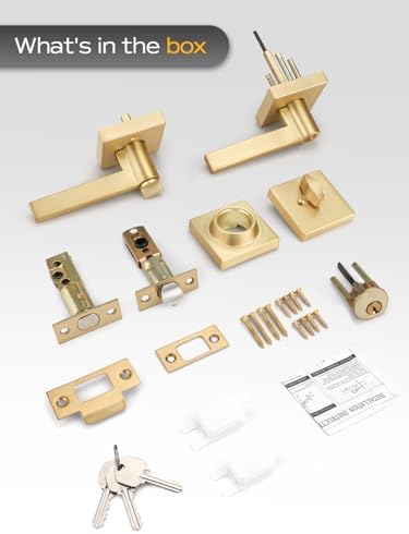 EHomeware Gold Door Handleset Satin Brass Reversible for RightLeft Doors
