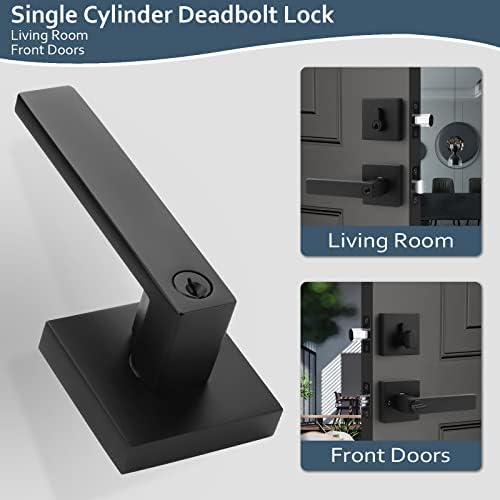 EHomeWare 2 Set Entry Lever Door Handle Deadbolt Lock Set