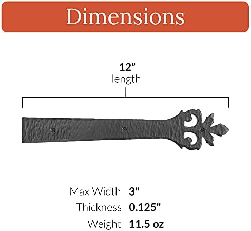 2-Pack 12 Black Faux Strap Hinges Rustic Farmhouse Door Hardware